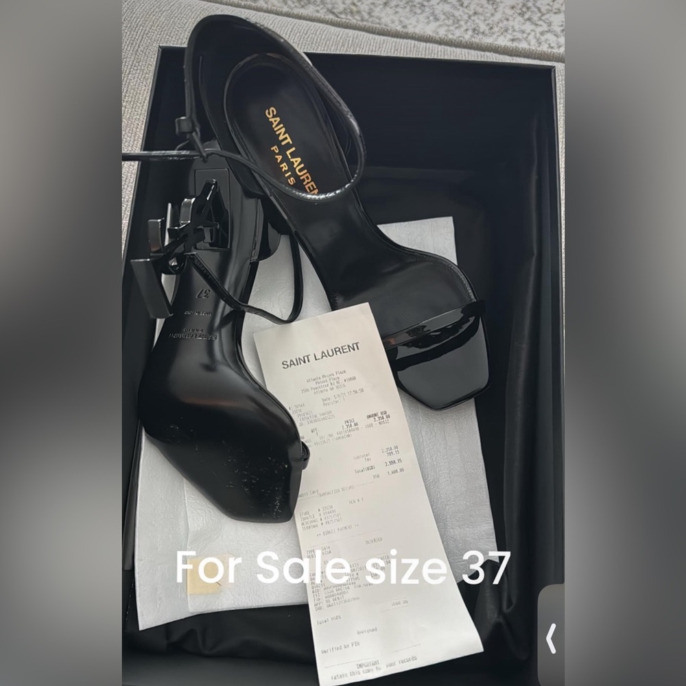 Opyum YSL Logo-Heel Sandals with Black Hardware